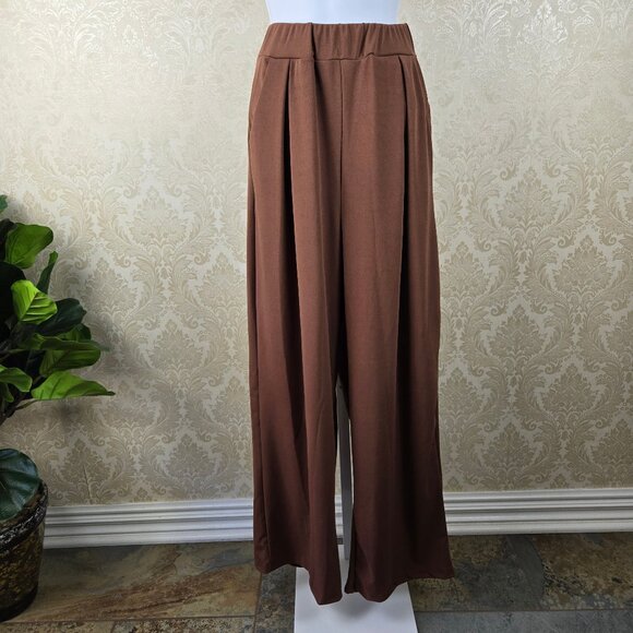 Zestora Size Small Brown 2 Piece Pant Set Bateau Neckline Elastic Pull On Pants - Picture 8 of 15